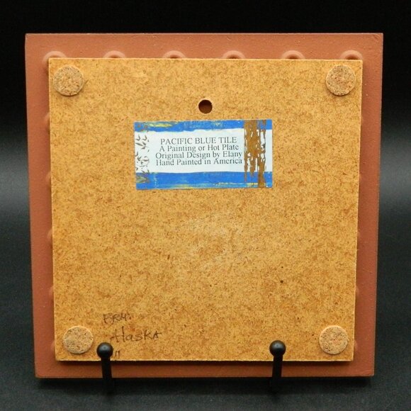 Raven Pacific Blue Tile, Ceramic Trivet Wall Hanging - Picture 3 of 4